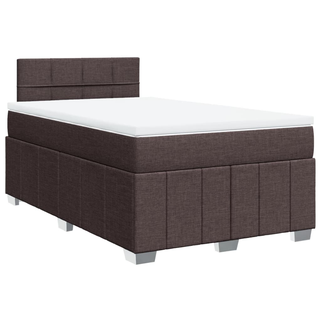 Κρεβάτι Boxspring με Στρώμα Σκούρο Καφέ 120x200 εκ. Υφασμάτινο - Pakobazaar