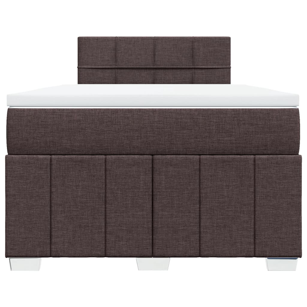 Κρεβάτι Boxspring με Στρώμα Σκούρο Καφέ 120x200 εκ. Υφασμάτινο - Pakobazaar