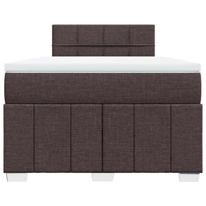 Κρεβάτι Boxspring με Στρώμα Σκούρο Καφέ 120x200 εκ. Υφασμάτινο - Pakobazaar