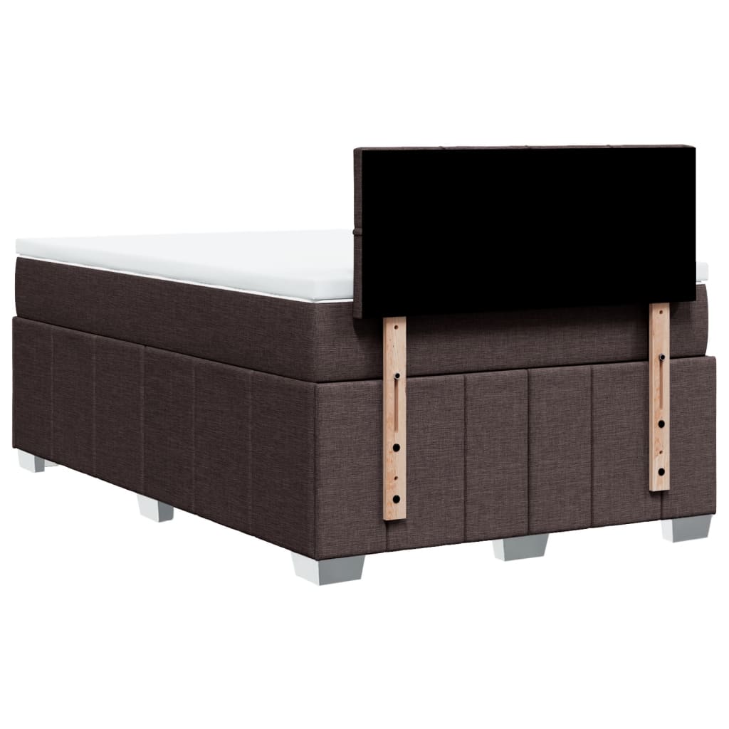 Κρεβάτι Boxspring με Στρώμα Σκούρο Καφέ 120x200 εκ. Υφασμάτινο - Pakobazaar