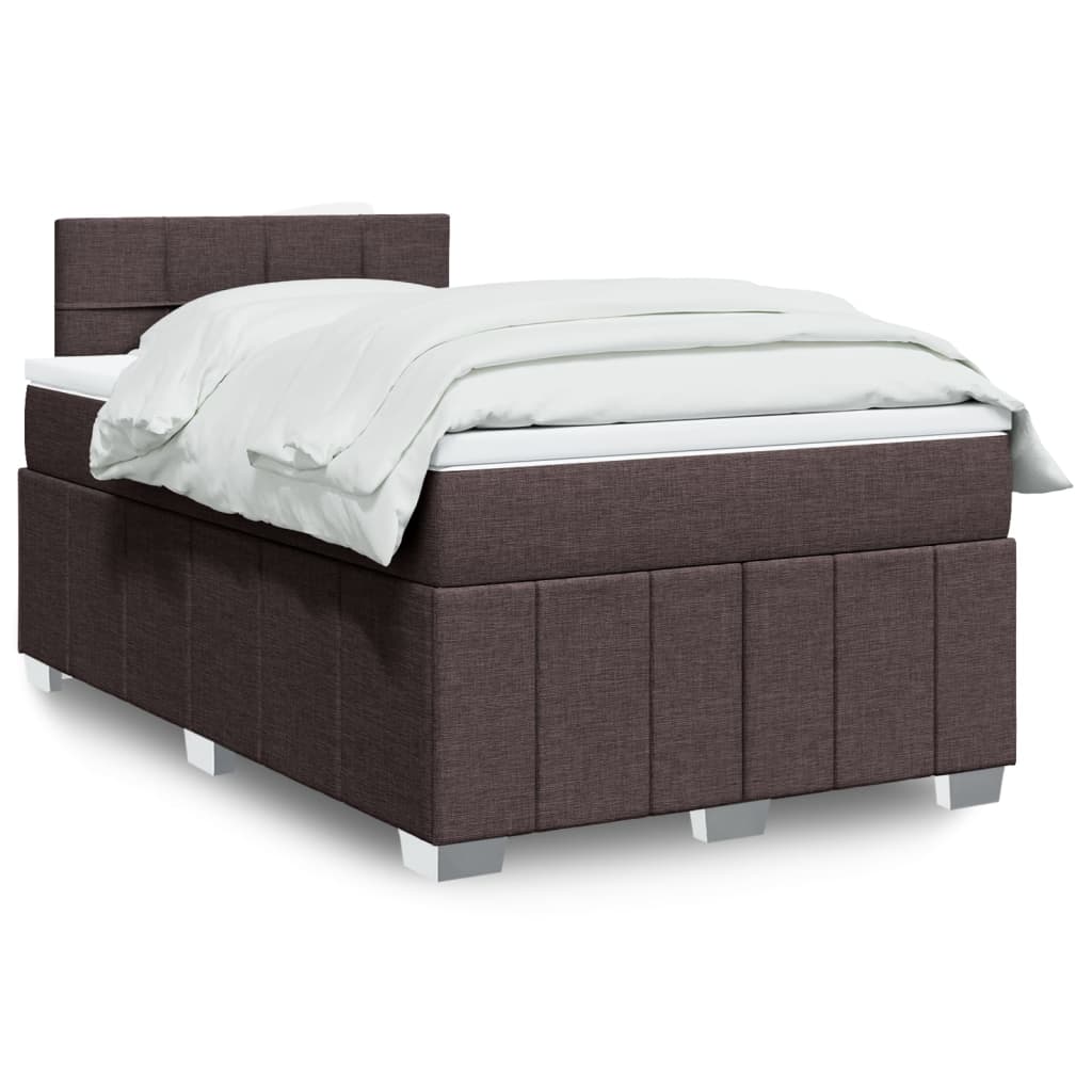 Κρεβάτι Boxspring με Στρώμα Σκούρο Καφέ 120x200 εκ. Υφασμάτινο - Pakobazaar