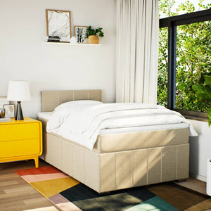 Κρεβάτι Boxspring με Στρώμα Κρεμ 120x200 εκ. Υφασμάτινο - Pakobazaar