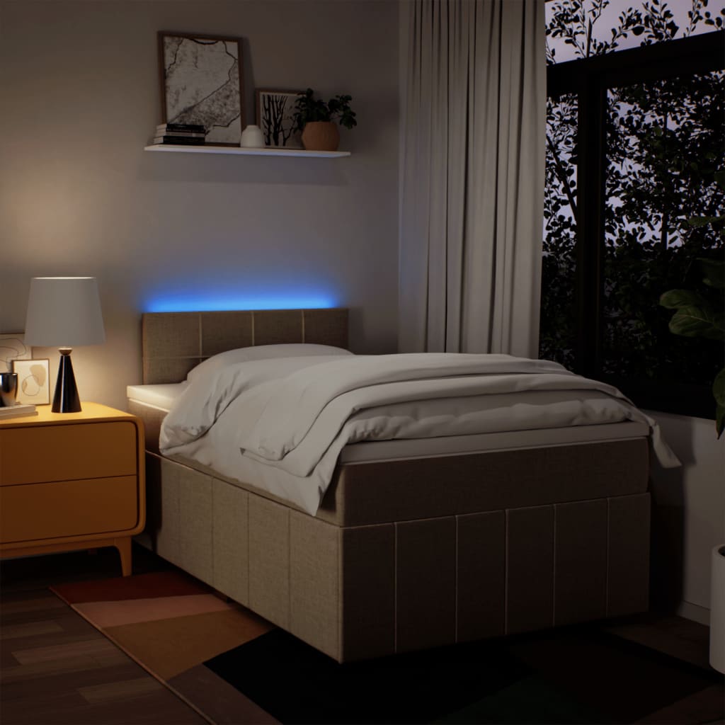 Κρεβάτι Boxspring με Στρώμα Κρεμ 120x200 εκ. Υφασμάτινο - Pakobazaar