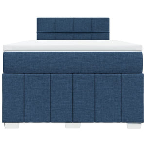 Κρεβάτι Boxspring με Στρώμα Μπλε 120x200 εκ. Υφασμάτινο - Pakobazaar