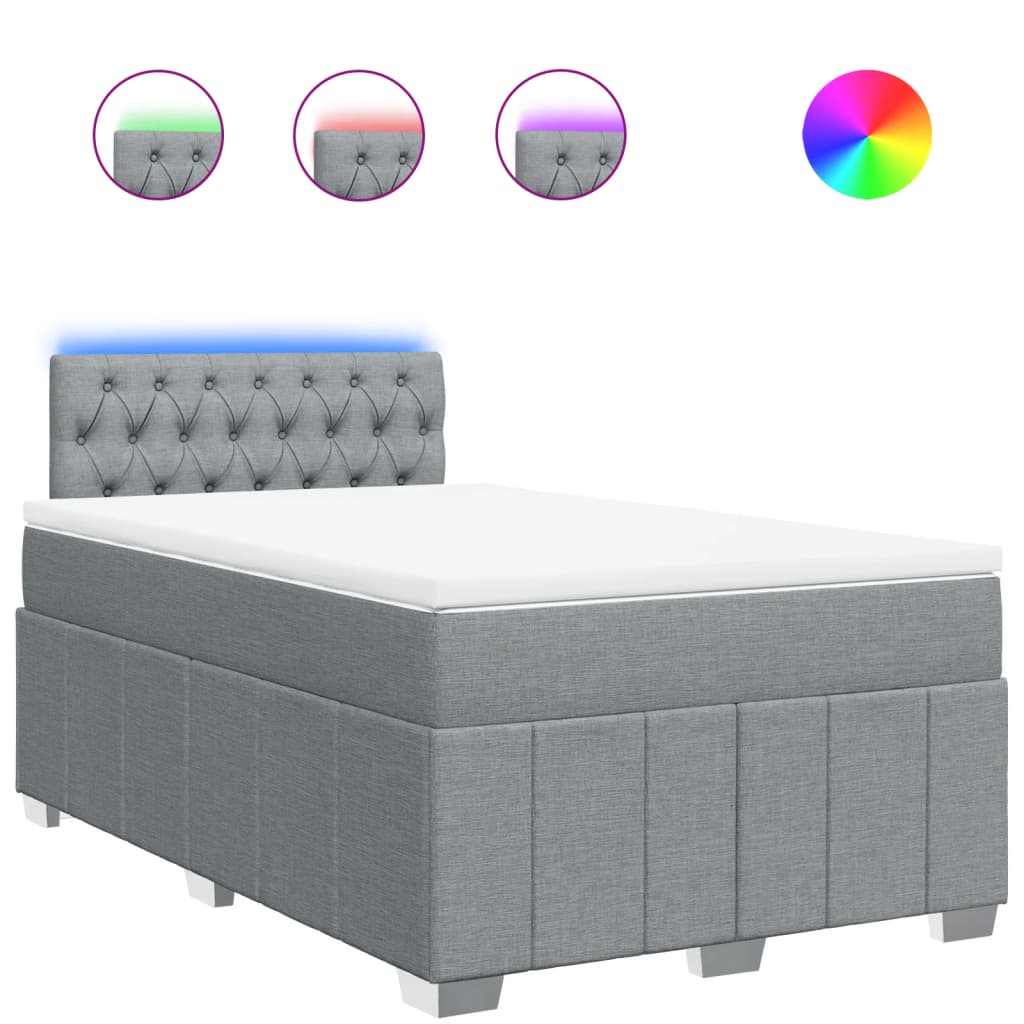 Κρεβάτι Boxspring με Στρώμα Ανοιχτό Γκρι 120x200 εκ. Υφασμάτινο - Pakobazaar