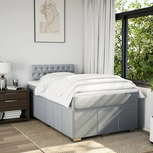 Κρεβάτι Boxspring με Στρώμα Ανοιχτό Γκρι 120x200 εκ. Υφασμάτινο - Pakobazaar