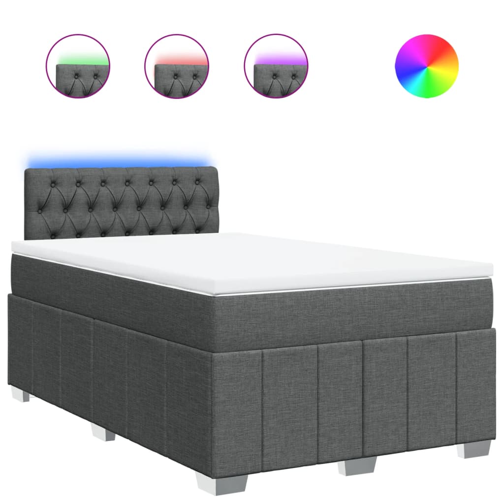 Κρεβάτι Boxspring με Στρώμα Σκούρο Γκρι 120x200 εκ. Υφασμάτινο - Pakobazaar