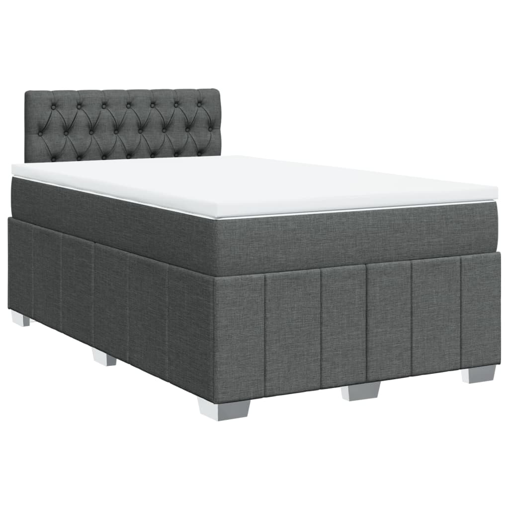 Κρεβάτι Boxspring με Στρώμα Σκούρο Γκρι 120x200 εκ. Υφασμάτινο - Pakobazaar