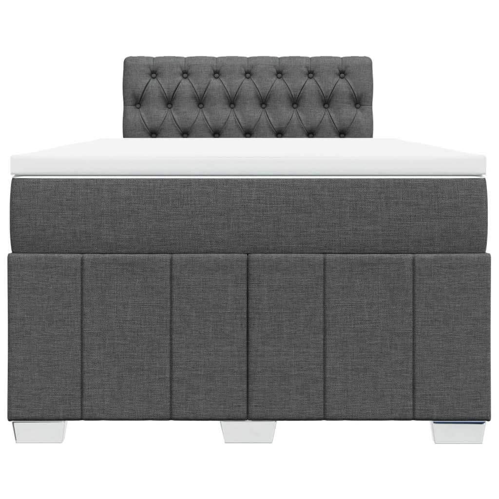 Κρεβάτι Boxspring με Στρώμα Σκούρο Γκρι 120x200 εκ. Υφασμάτινο - Pakobazaar