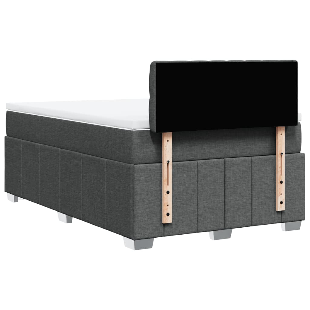 Κρεβάτι Boxspring με Στρώμα Σκούρο Γκρι 120x200 εκ. Υφασμάτινο - Pakobazaar