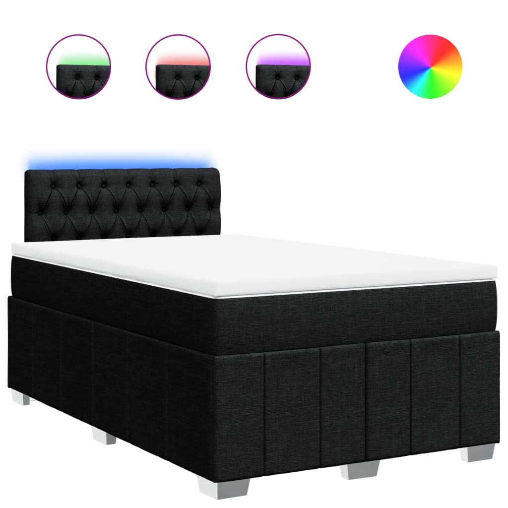 Κρεβάτι Boxspring με Στρώμα Μαύρο 120x200 εκ. Υφασμάτινο - Pakobazaar