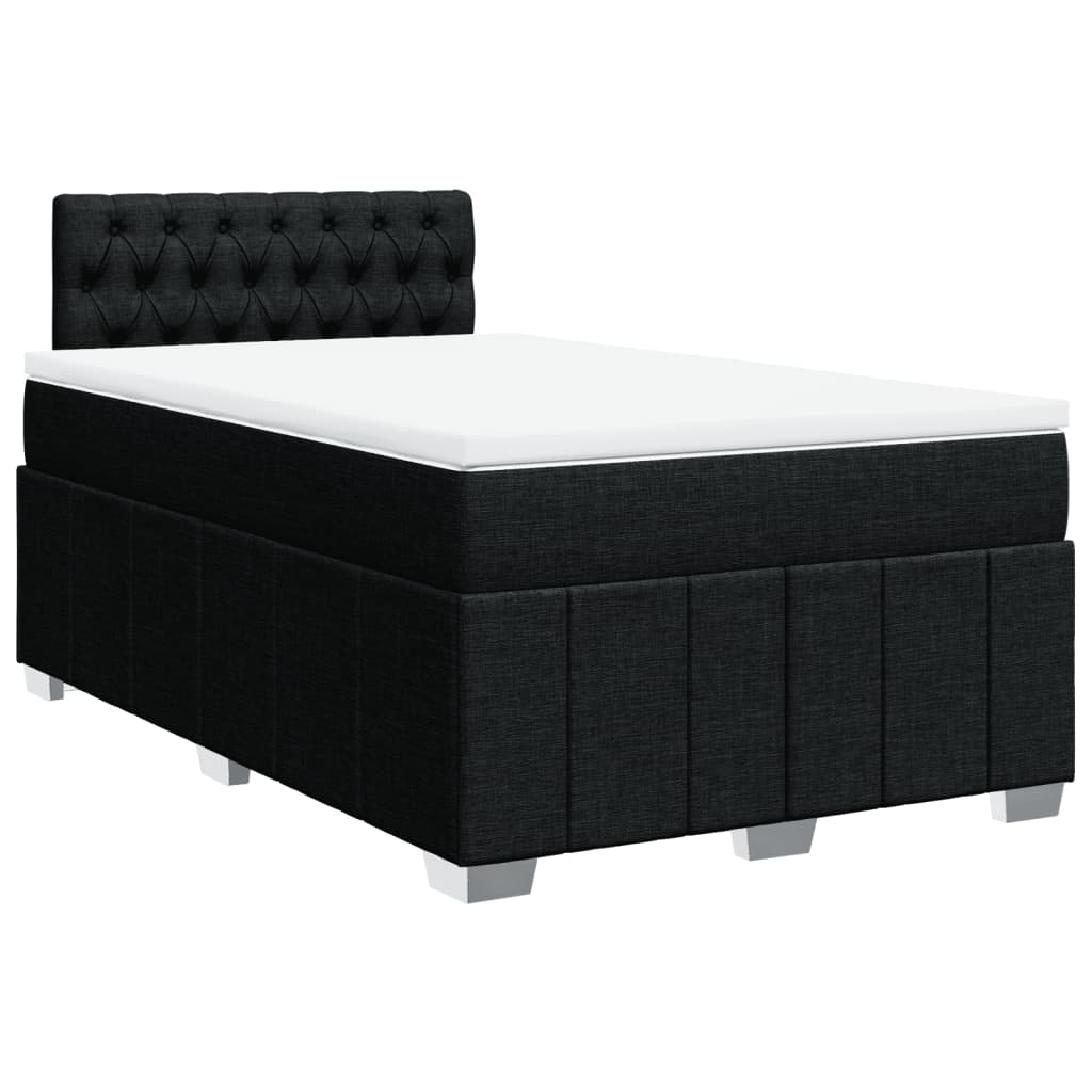 Κρεβάτι Boxspring με Στρώμα Μαύρο 120x200 εκ. Υφασμάτινο - Pakobazaar