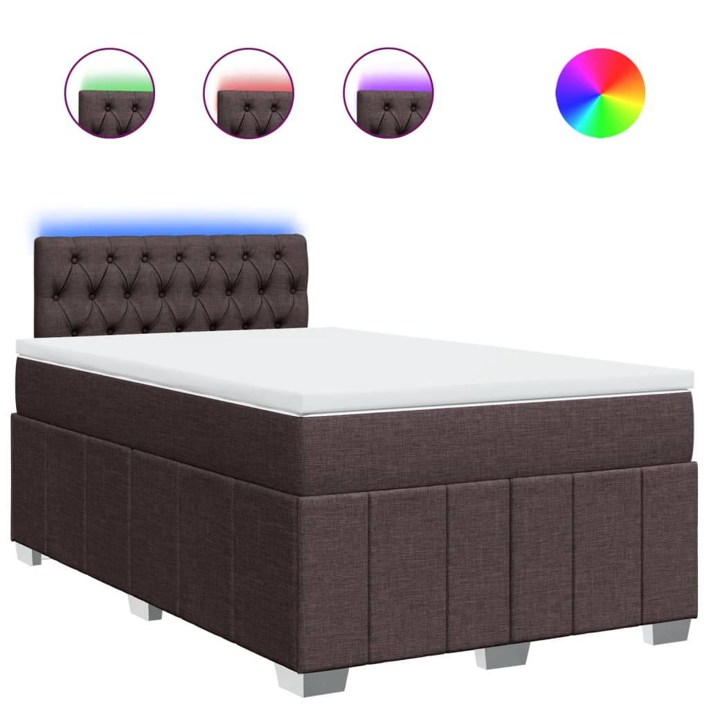 Κρεβάτι Boxspring με Στρώμα Σκούρο Καφέ 120x200 εκ. Υφασμάτινο - Pakobazaar