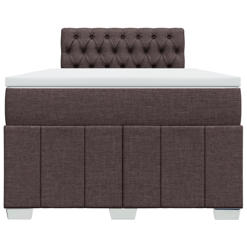 Κρεβάτι Boxspring με Στρώμα Σκούρο Καφέ 120x200 εκ. Υφασμάτινο - Pakobazaar