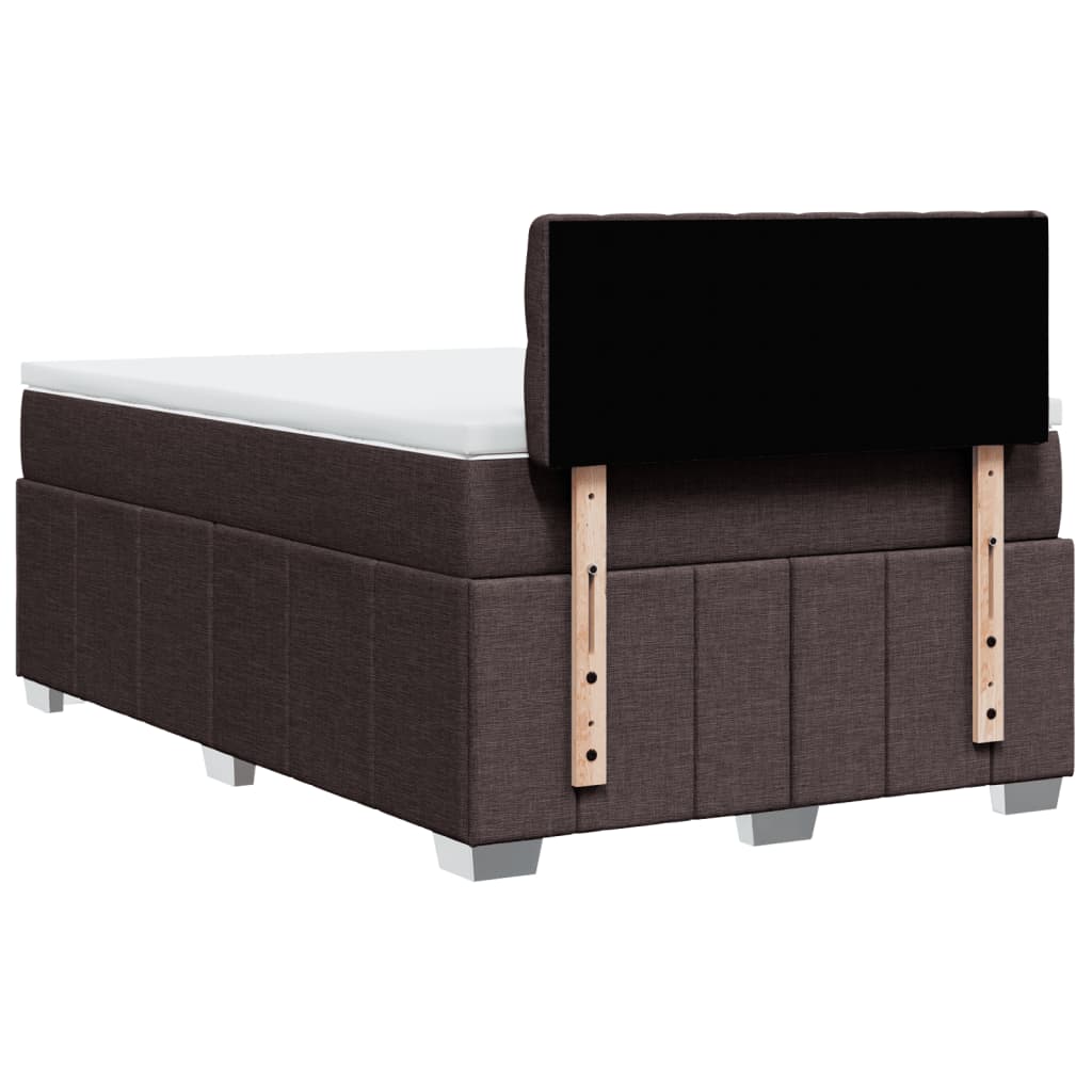 Κρεβάτι Boxspring με Στρώμα Σκούρο Καφέ 120x200 εκ. Υφασμάτινο - Pakobazaar