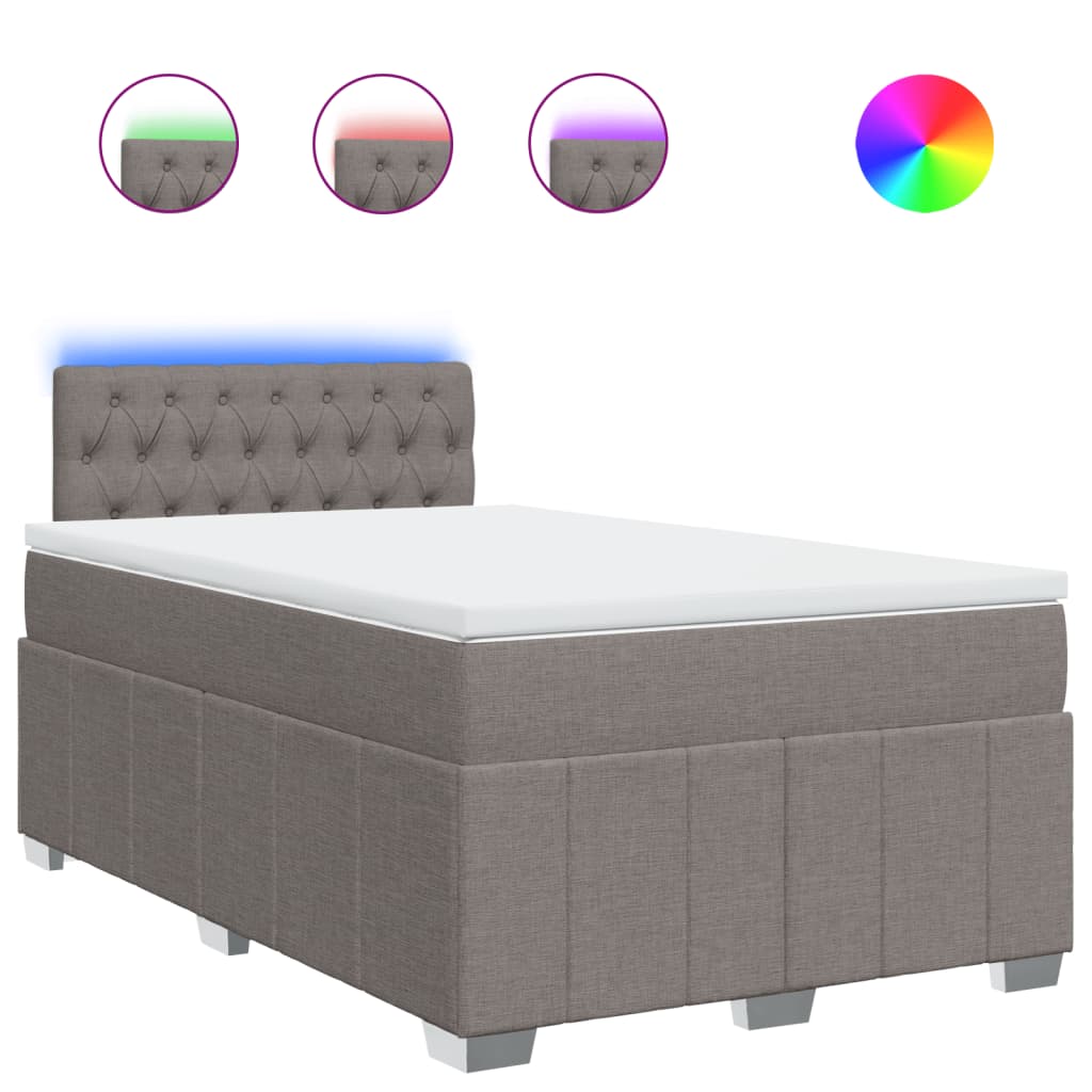 Κρεβάτι Boxspring με Στρώμα Taupe 120x200 εκ. Υφασμάτινο - Pakobazaar