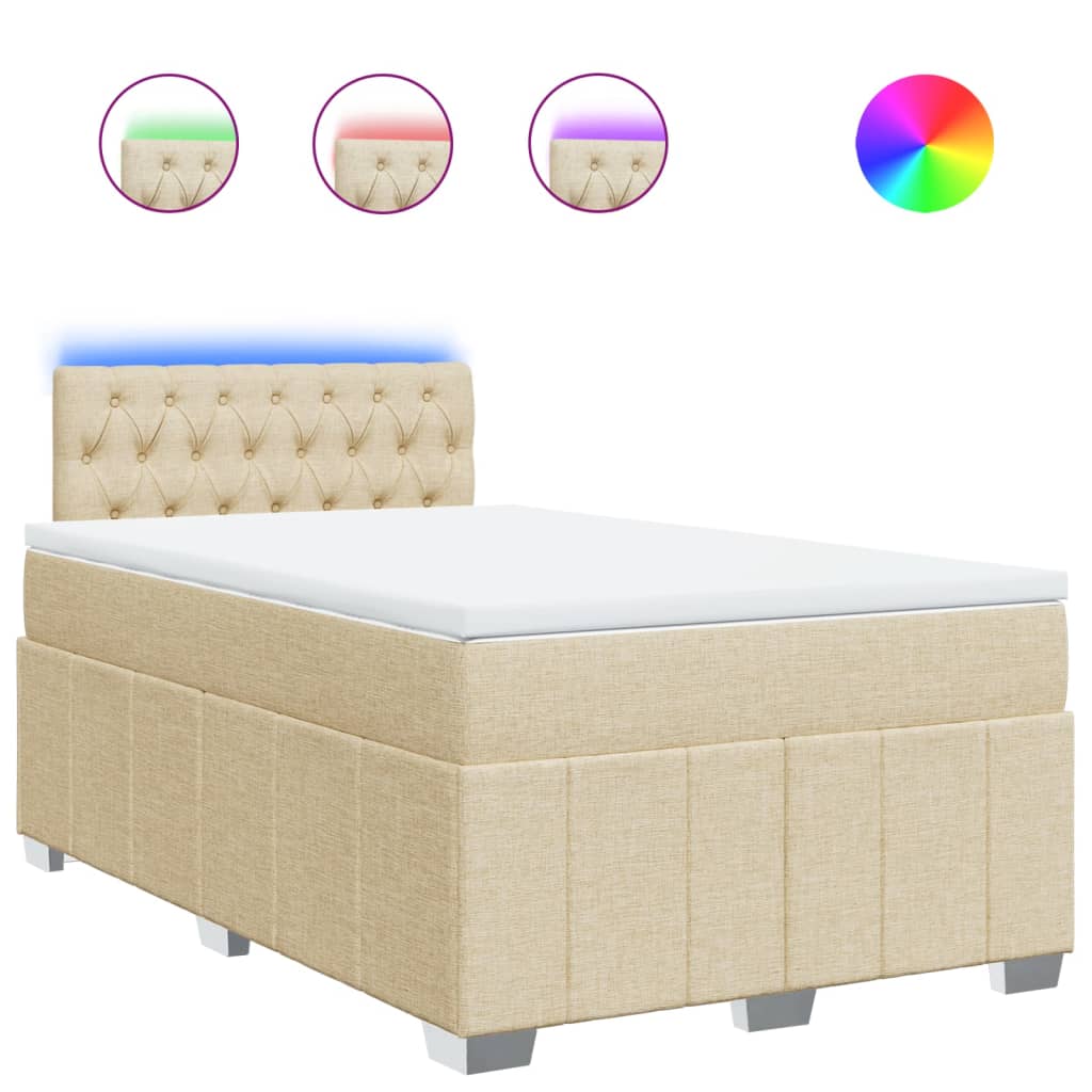 Κρεβάτι Boxspring με Στρώμα Κρεμ 120x200 εκ. Υφασμάτινο - Pakobazaar