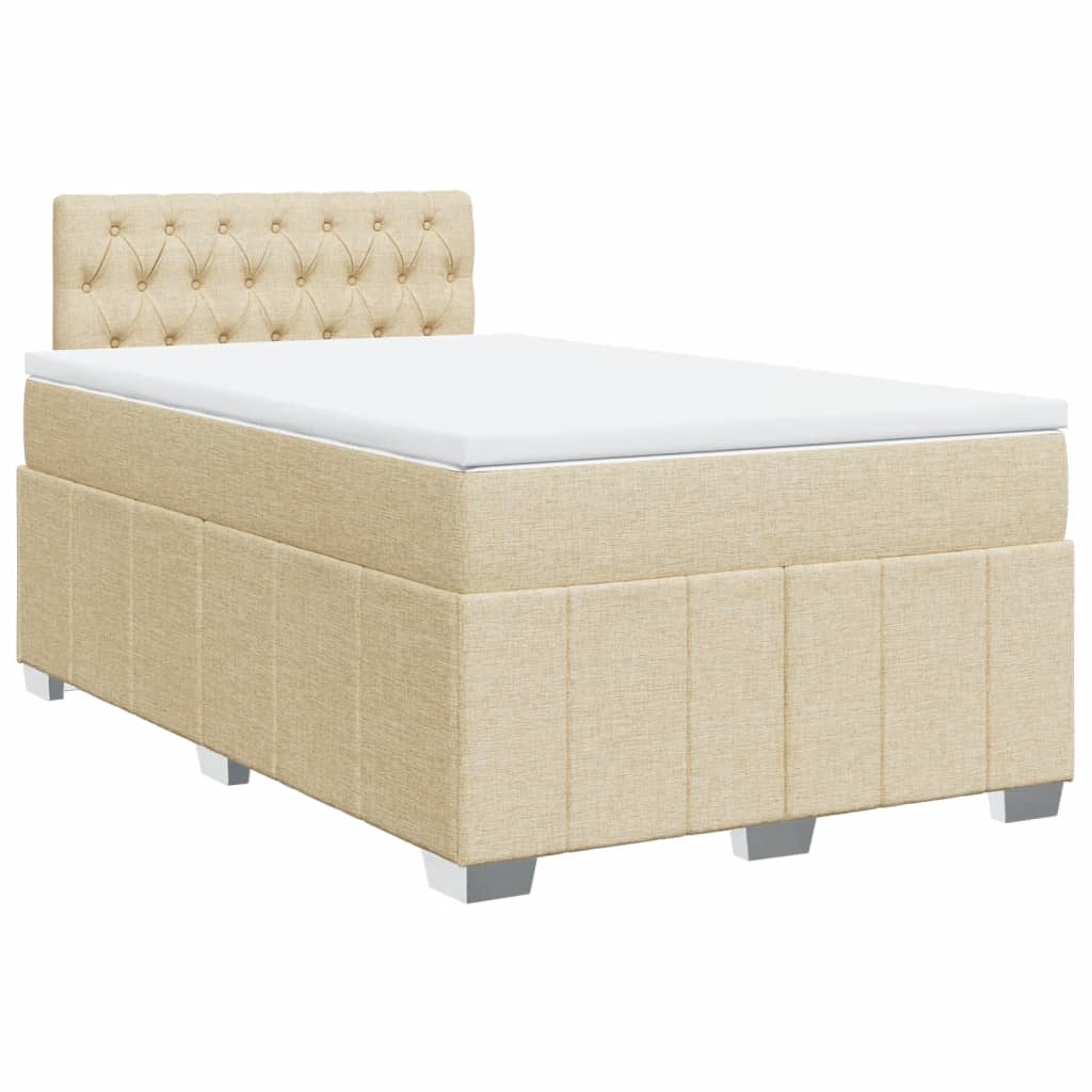 Κρεβάτι Boxspring με Στρώμα Κρεμ 120x200 εκ. Υφασμάτινο - Pakobazaar
