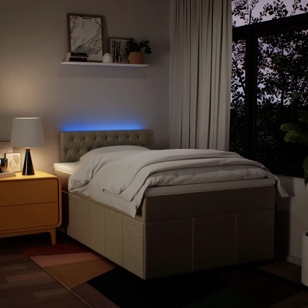 Κρεβάτι Boxspring με Στρώμα Κρεμ 120x200 εκ. Υφασμάτινο - Pakobazaar