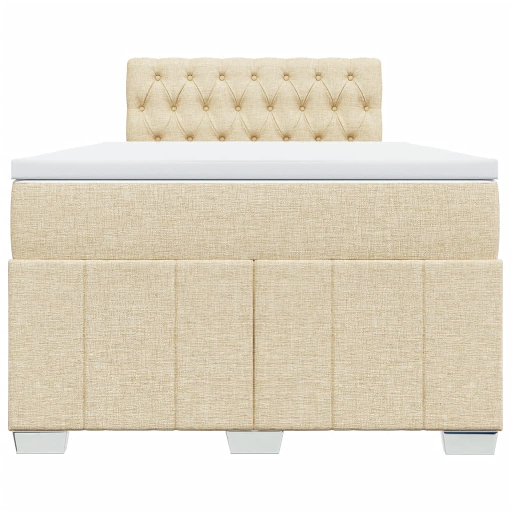 Κρεβάτι Boxspring με Στρώμα Κρεμ 120x200 εκ. Υφασμάτινο - Pakobazaar