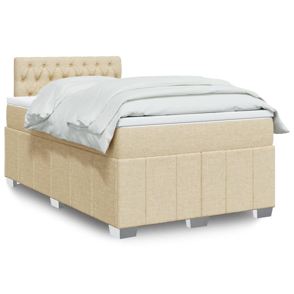 Κρεβάτι Boxspring με Στρώμα Κρεμ 120x200 εκ. Υφασμάτινο - Pakobazaar