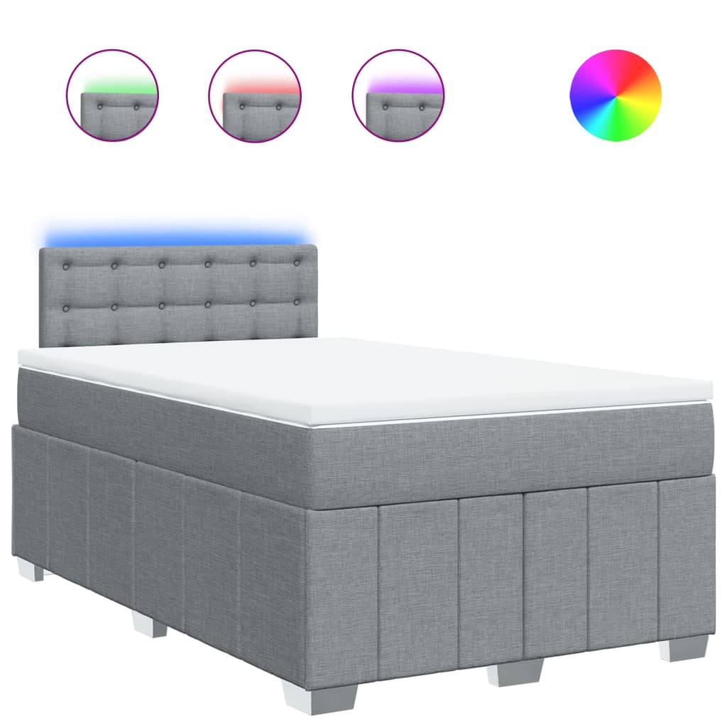 Κρεβάτι Boxspring με Στρώμα Ανοιχτό Γκρι 120x200 εκ. Υφασμάτινο - Pakobazaar