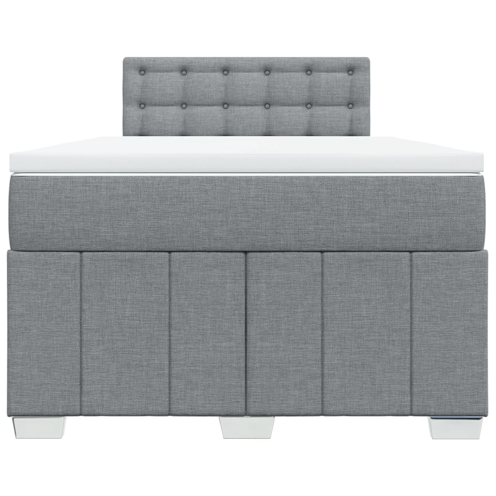 Κρεβάτι Boxspring με Στρώμα Ανοιχτό Γκρι 120x200 εκ. Υφασμάτινο - Pakobazaar