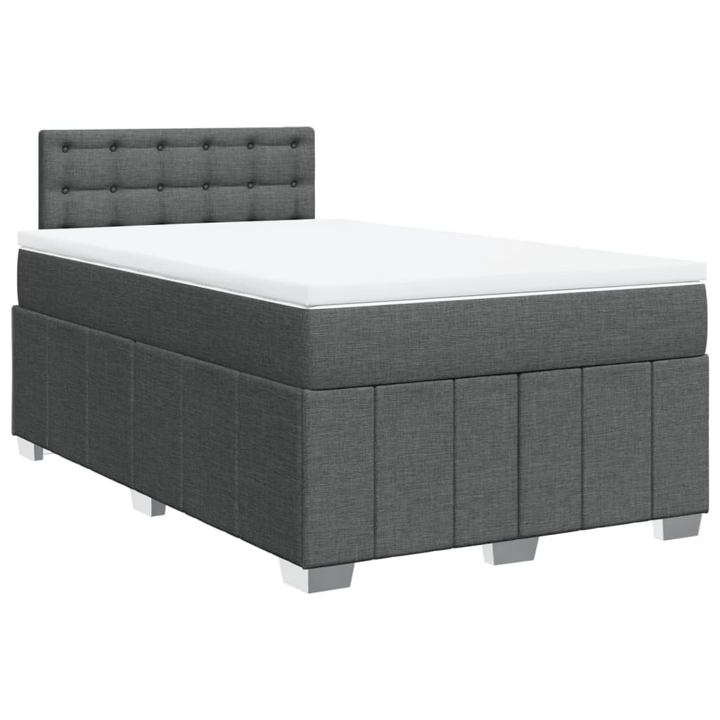 Κρεβάτι Boxspring με Στρώμα Σκούρο Γκρι 120x200 εκ. Υφασμάτινο - Pakobazaar