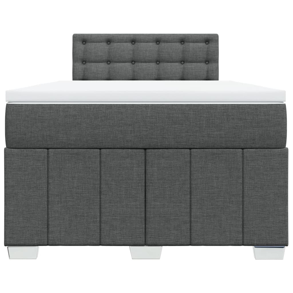 Κρεβάτι Boxspring με Στρώμα Σκούρο Γκρι 120x200 εκ. Υφασμάτινο - Pakobazaar