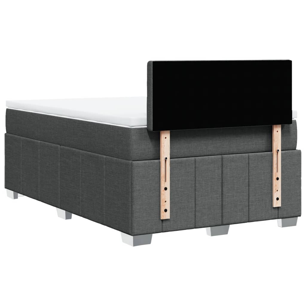 Κρεβάτι Boxspring με Στρώμα Σκούρο Γκρι 120x200 εκ. Υφασμάτινο - Pakobazaar