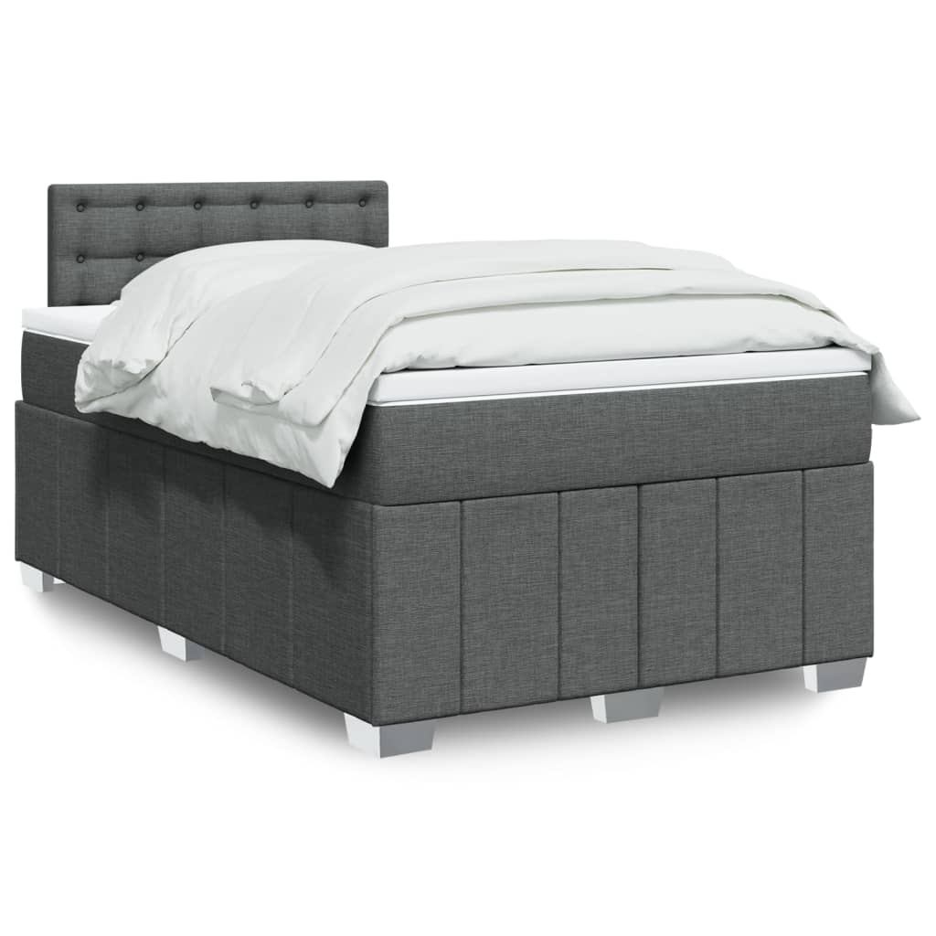 Κρεβάτι Boxspring με Στρώμα Σκούρο Γκρι 120x200 εκ. Υφασμάτινο - Pakobazaar