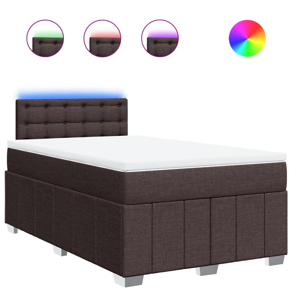 Κρεβάτι Boxspring με Στρώμα Σκούρο Καφέ 120x200 εκ. Υφασμάτινο - Pakobazaar