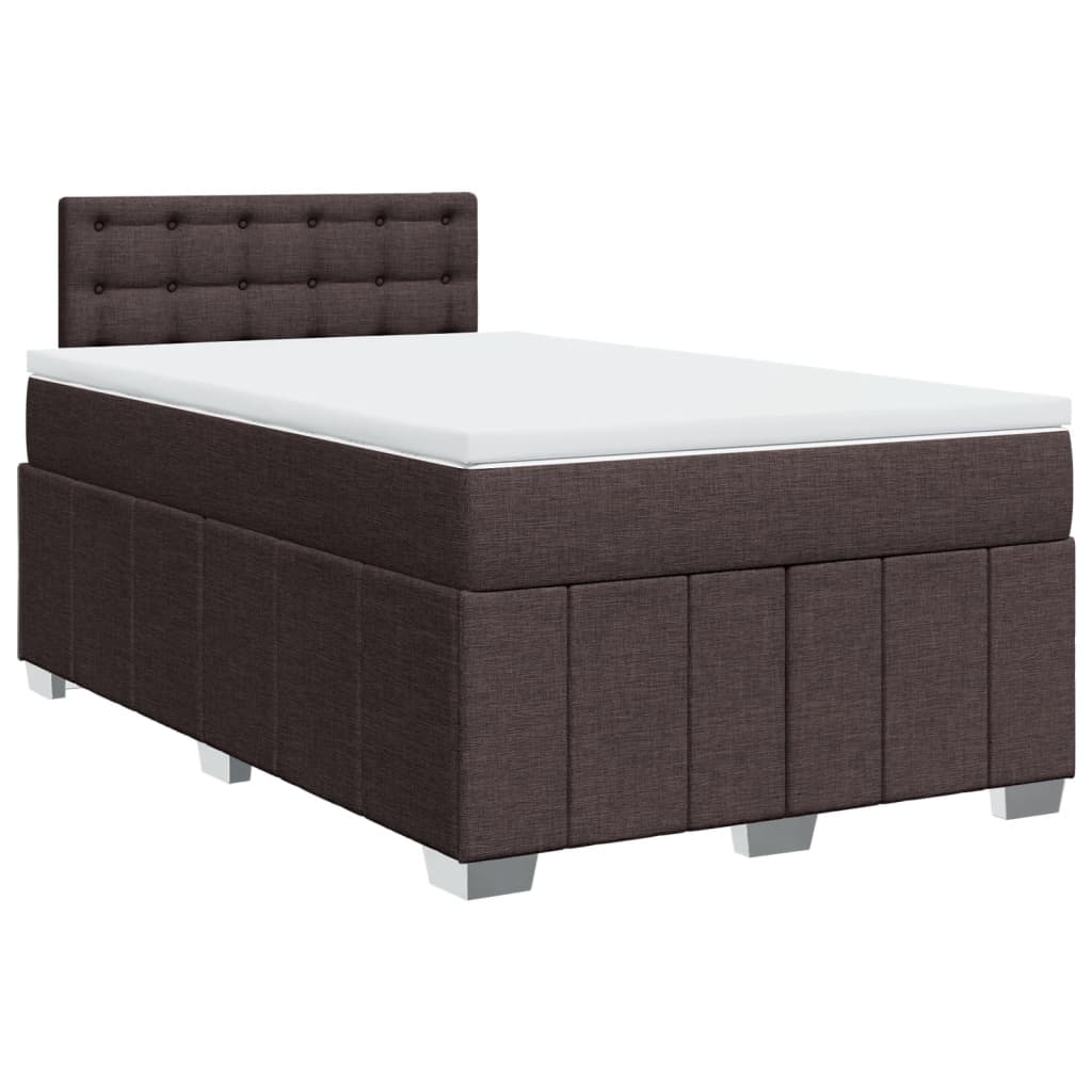 Κρεβάτι Boxspring με Στρώμα Σκούρο Καφέ 120x200 εκ. Υφασμάτινο - Pakobazaar