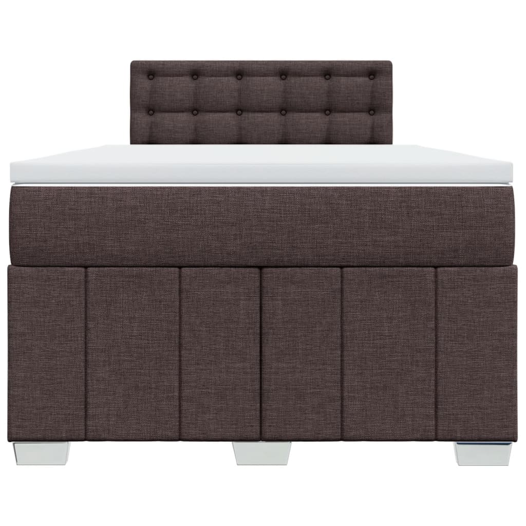 Κρεβάτι Boxspring με Στρώμα Σκούρο Καφέ 120x200 εκ. Υφασμάτινο - Pakobazaar