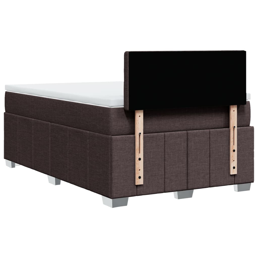 Κρεβάτι Boxspring με Στρώμα Σκούρο Καφέ 120x200 εκ. Υφασμάτινο - Pakobazaar