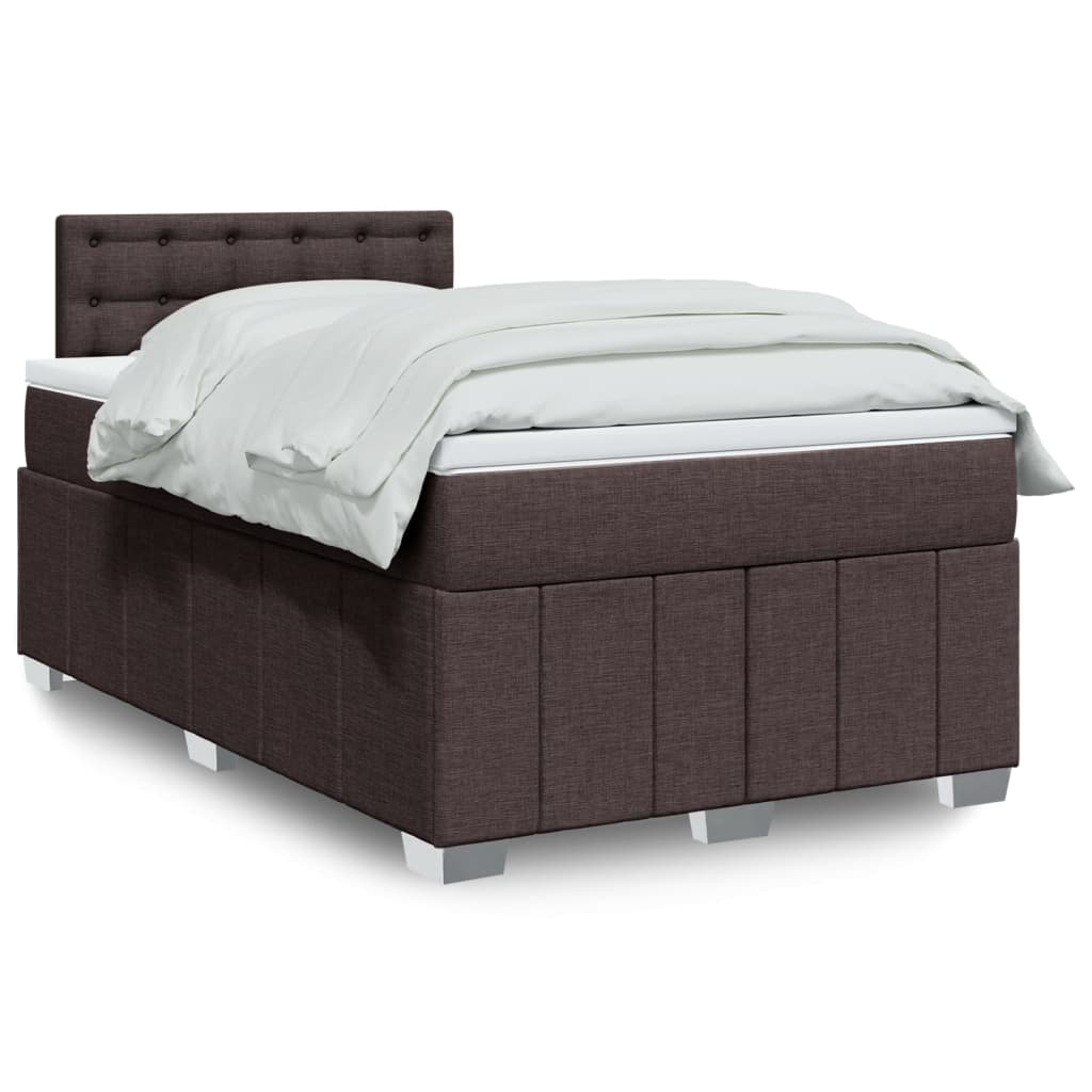 Κρεβάτι Boxspring με Στρώμα Σκούρο Καφέ 120x200 εκ. Υφασμάτινο - Pakobazaar