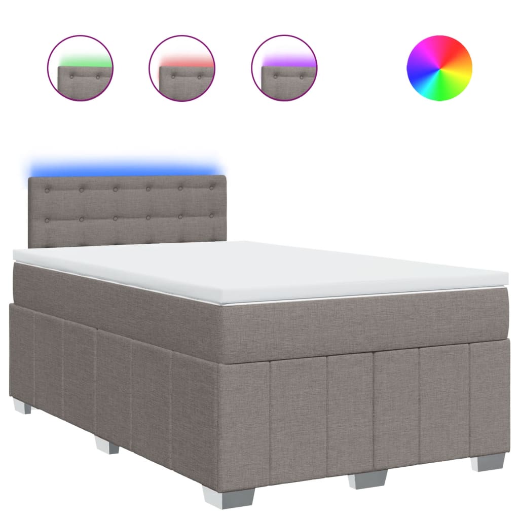 Κρεβάτι Boxspring με Στρώμα Taupe 120x200 εκ. Υφασμάτινο - Pakobazaar