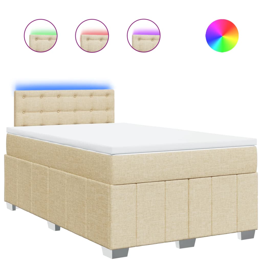 Κρεβάτι Boxspring με Στρώμα Κρεμ 120x200 εκ. Υφασμάτινο - Pakobazaar