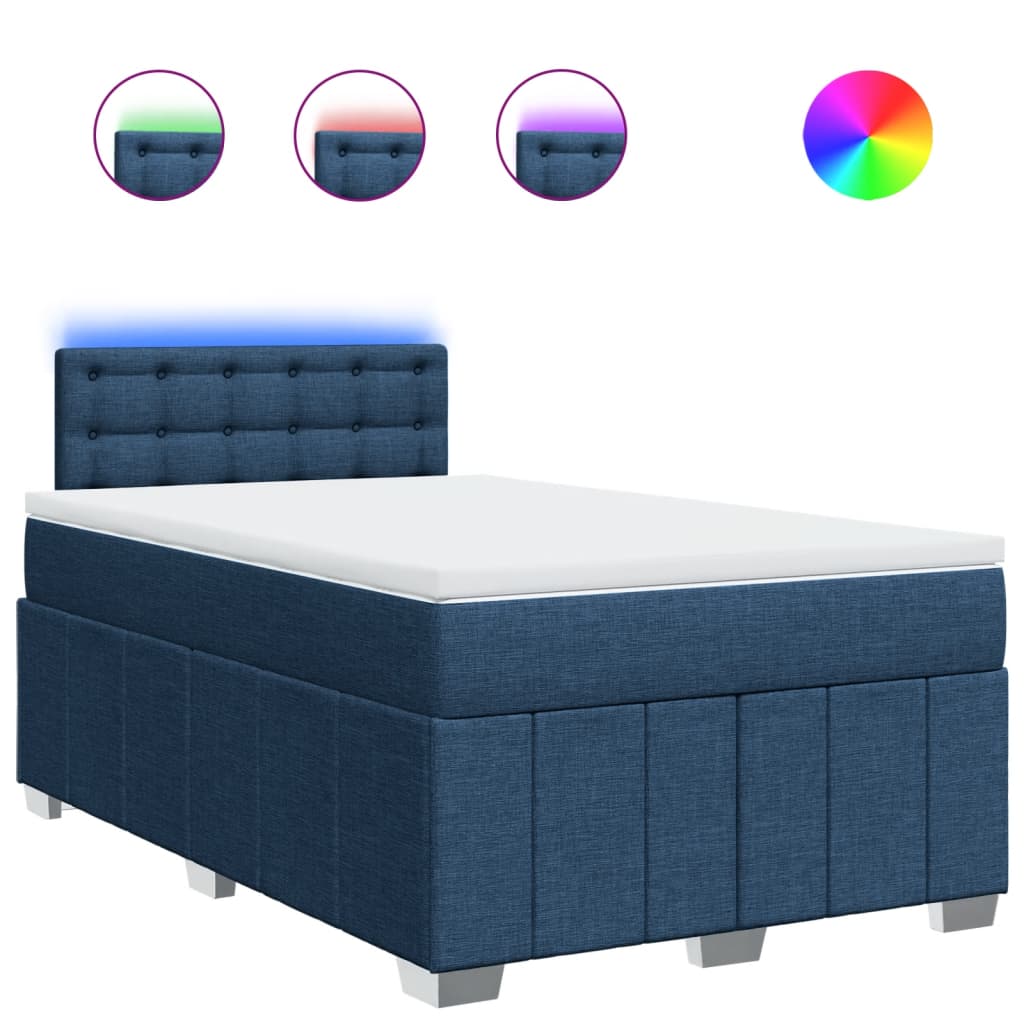Κρεβάτι Boxspring με Στρώμα Μπλε 120x200 εκ. Υφασμάτινο - Pakobazaar