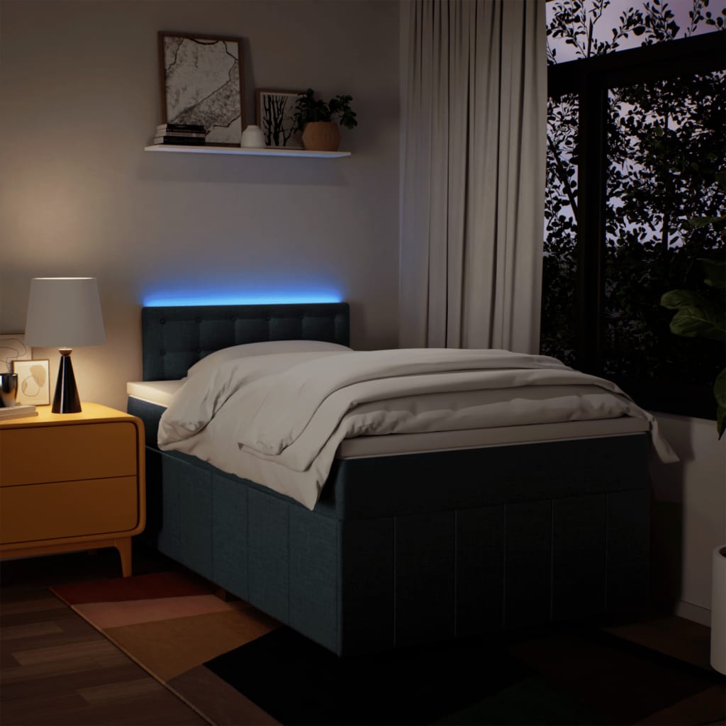 Κρεβάτι Boxspring με Στρώμα Μπλε 120x200 εκ. Υφασμάτινο - Pakobazaar