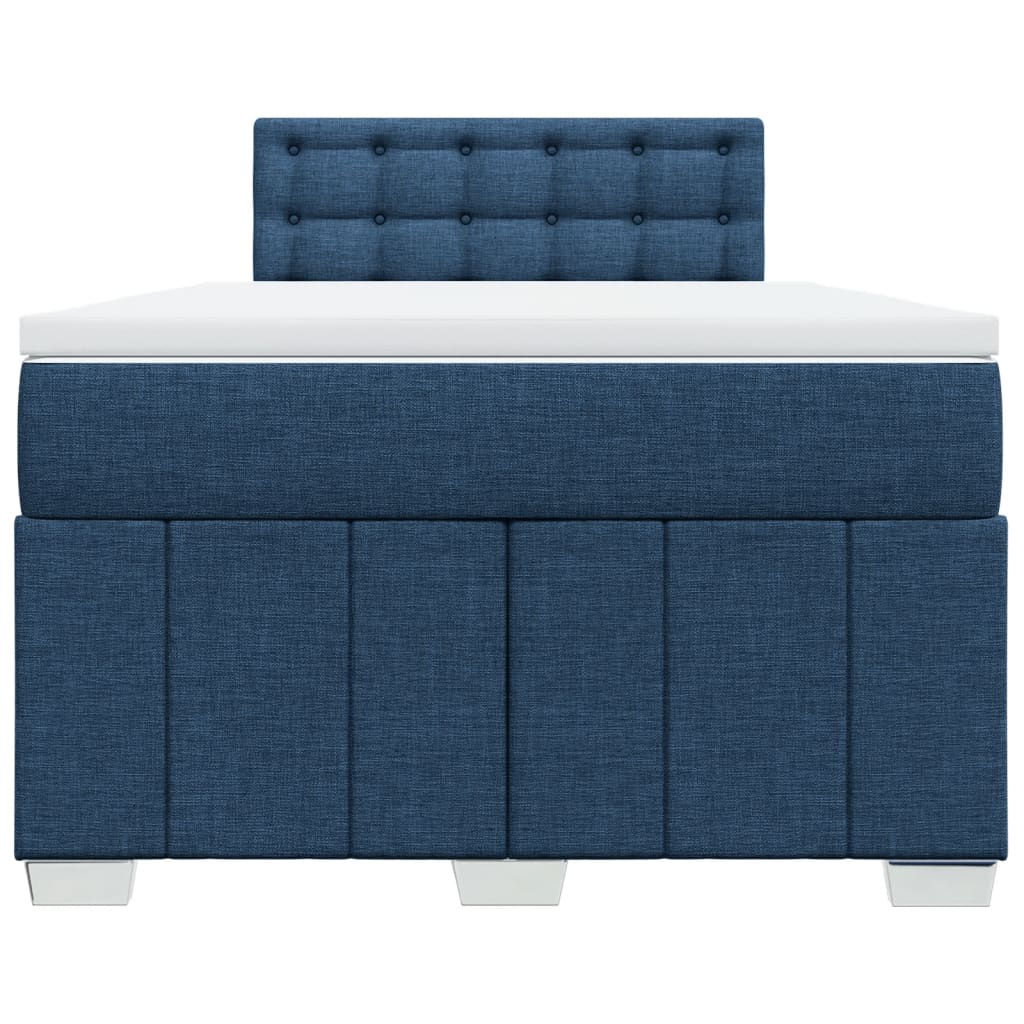 Κρεβάτι Boxspring με Στρώμα Μπλε 120x200 εκ. Υφασμάτινο - Pakobazaar