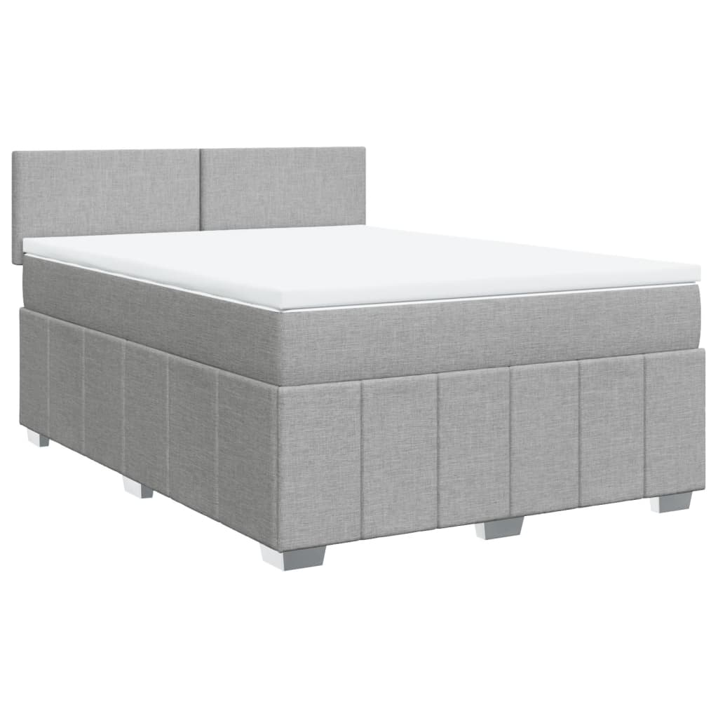 Κρεβάτι Boxspring με Στρώμα Ανοιχτό Γκρι 140x190 εκ. Υφασμάτινο - Pakobazaar