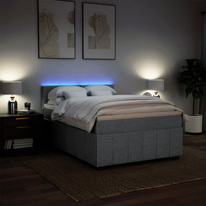 Κρεβάτι Boxspring με Στρώμα Ανοιχτό Γκρι 140x190 εκ. Υφασμάτινο - Pakobazaar