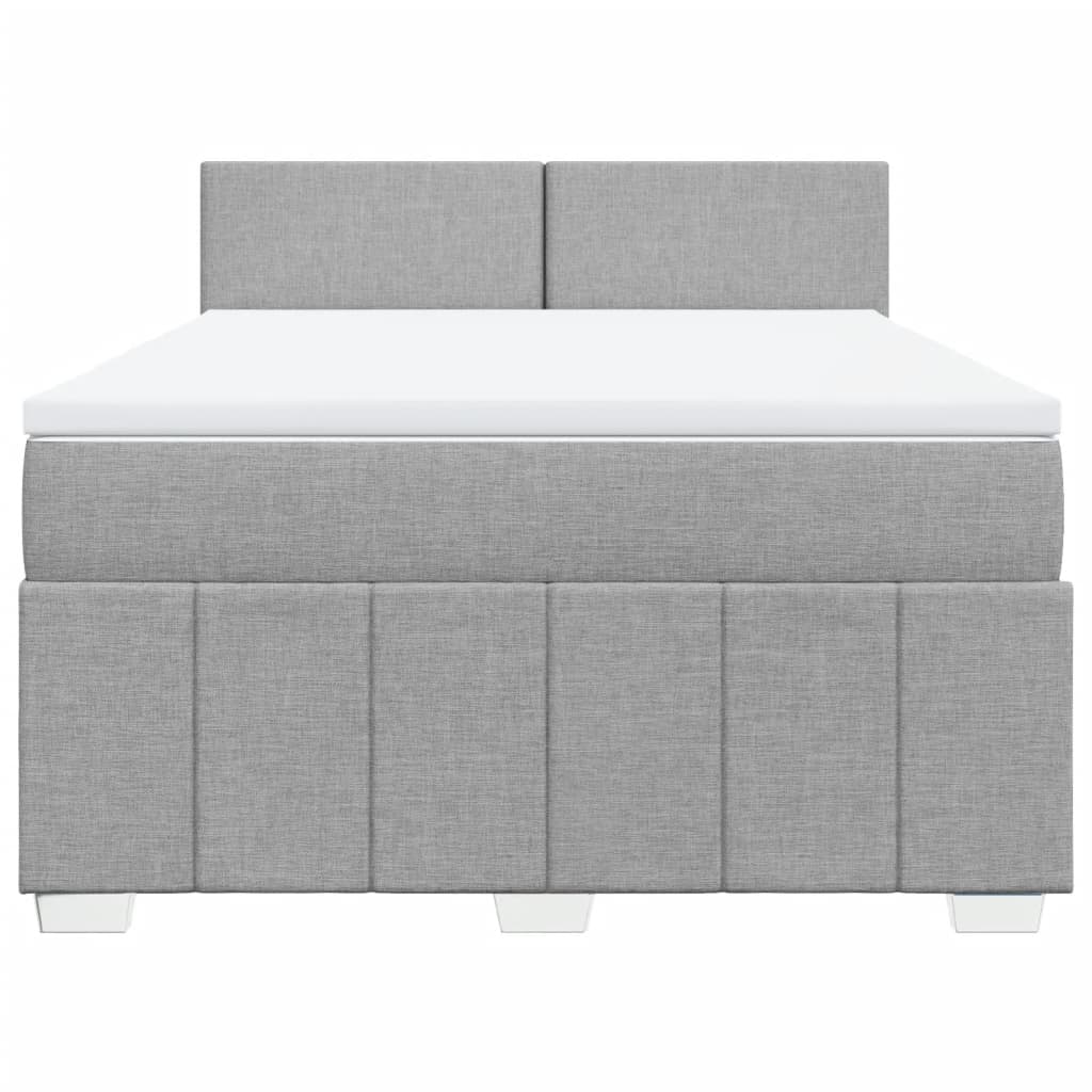 Κρεβάτι Boxspring με Στρώμα Ανοιχτό Γκρι 140x190 εκ. Υφασμάτινο - Pakobazaar