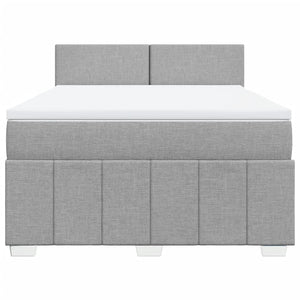 Κρεβάτι Boxspring με Στρώμα Ανοιχτό Γκρι 140x190 εκ. Υφασμάτινο - Pakobazaar