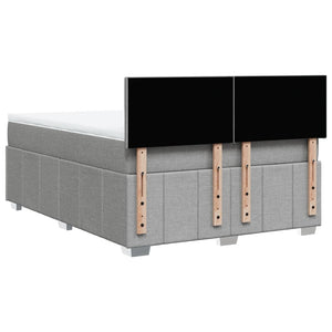 Κρεβάτι Boxspring με Στρώμα Ανοιχτό Γκρι 140x190 εκ. Υφασμάτινο - Pakobazaar