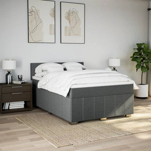 Κρεβάτι Boxspring με Στρώμα Σκούρο Γκρι 140x190 εκ. Υφασμάτινο - Pakobazaar