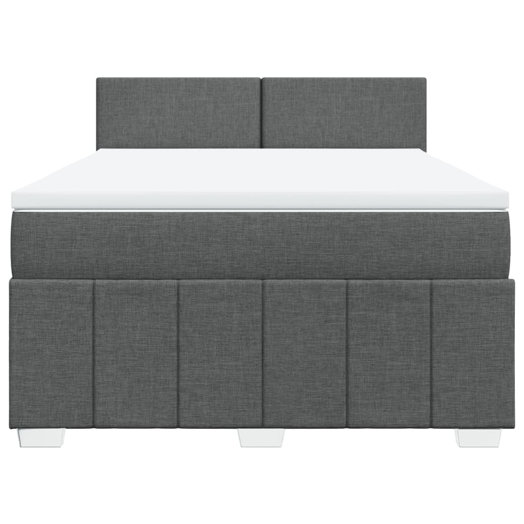 Κρεβάτι Boxspring με Στρώμα Σκούρο Γκρι 140x190 εκ. Υφασμάτινο - Pakobazaar
