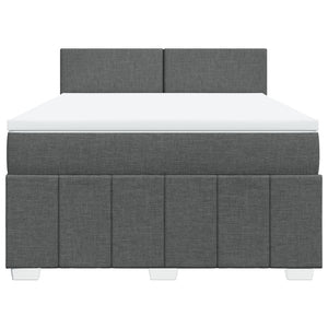 Κρεβάτι Boxspring με Στρώμα Σκούρο Γκρι 140x190 εκ. Υφασμάτινο - Pakobazaar