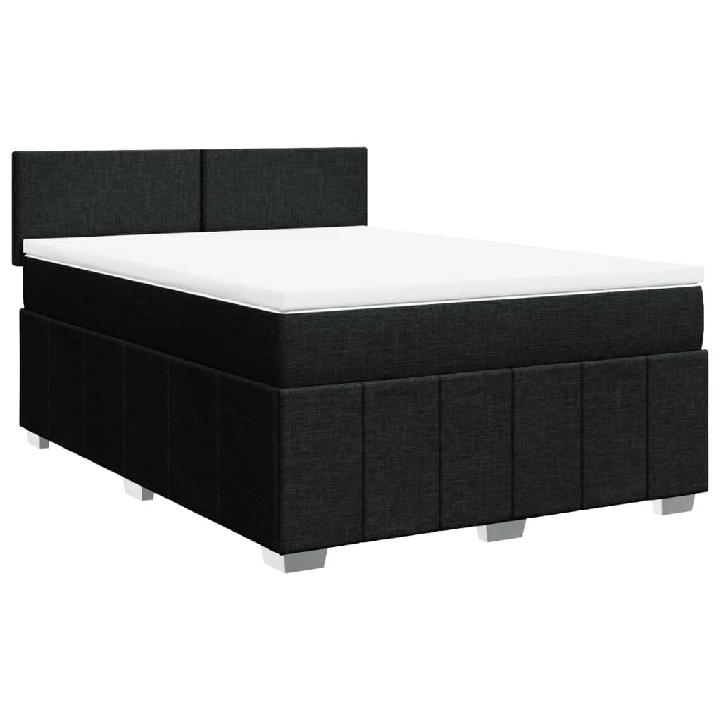 Κρεβάτι Boxspring με Στρώμα Μαύρο 140x190 εκ. Υφασμάτινο - Pakobazaar